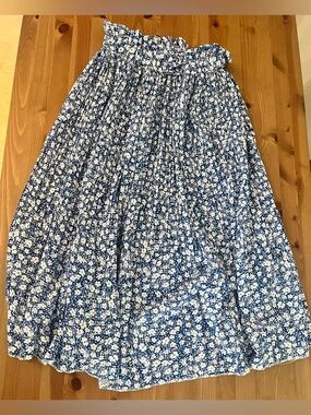 Medium Blue Floral Maxi Skirt - Women's Summer Skirt